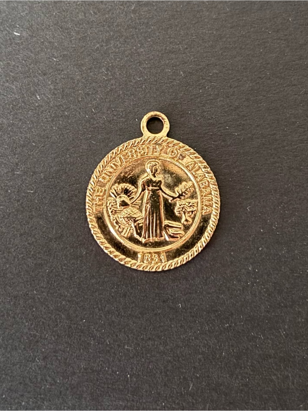 14k Yellow Gold LogoArt University of Alabama Medium Crest Pendant